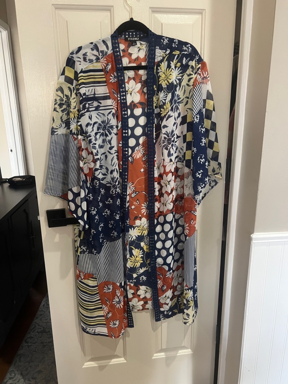 Roz & Ali Navy, Rust and Cream Floral Duster